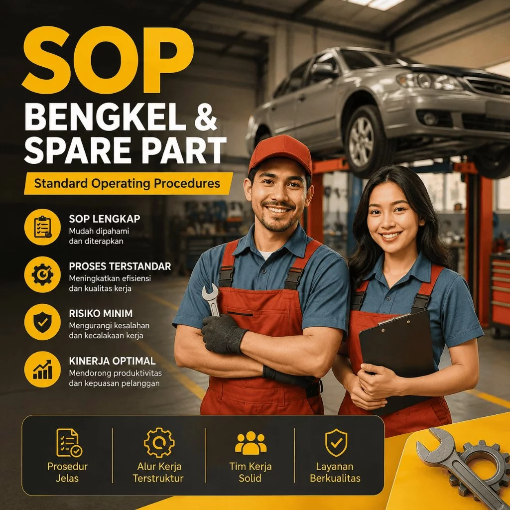 Paket Lengkap SOP BENGKEL & SPARE PART - Managemen Service, Stok, dan Tata Kelola Otomotif