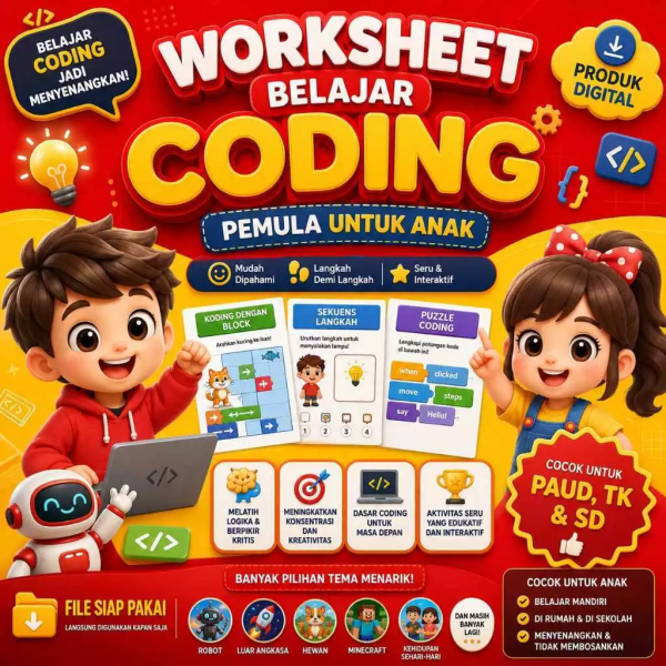 Worksheet Coding & AI Pemula - Belajar Logika Pemrograman & AI 2026
